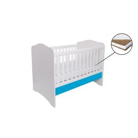 Patut Vessanti Como Fara Sertar - Alb Cu Albastru + Saltea Cocos 10 Cm