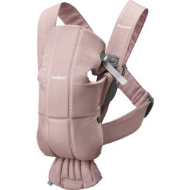 BabyBjorn - Marsupiu anatomic Mini, cu pozitii multiple de purtare, Dusty Pink, Bumbac