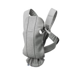 BabyBjorn - Marsupiu anatomic Mini, cu pozitii multiple de purtare, Light Grey, 3D Jersey