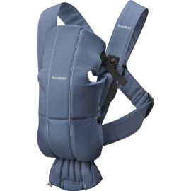 BabyBjorn - Marsupiu anatomic Mini, cu pozitii multiple de purtare, Vintage Indigo, Bumbac