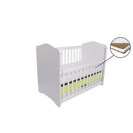 Patut Vessanti Como Culisant Cu Sertar - Alb Cu Verde + Saltea Cocos 10 Cm