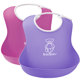 BabyBjorn - Set 2 bavete Soft Bib, Pink/Purple