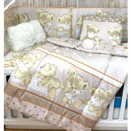 Set lenjerie 7 piese bumbac Beberoyal, pentru saltea de 120 x 60 cm, ambalata in gentuta transport