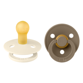 BIBS - Set 2 suzete Colour Latex, tetina rotunda, 0 luni +