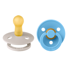 BIBS - Set 2 suzete Colour Latex, tetina rotunda, 6 luni +-Mushroom/Breeze