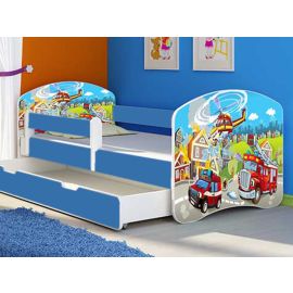 Patut Tineret MyKids Fire Station cu Sertar si Saltea 140x70