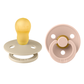 BIBS - Set 2 suzete Colour Latex, tetina rotunda, 18 luni +-Vanilla/Blush