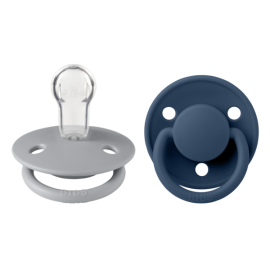 BIBS - Set 2 suzete De Lux Silicon, tetina rotunda, marime universala-Cloud/Steel Blue