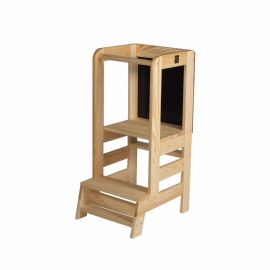 Inaltator Learning Tower Ajustabil cu tabla de scris, Ajutor de bucatarie MeowBaby®, lemn natur