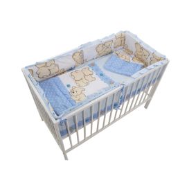 Lenjerie MyKids Teddy Friends Albastru 4+1 Piese M1 140x70