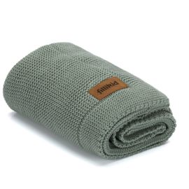 Patura tricotata Green, 100% bumbac organic, 80x100 cm, Fillikid