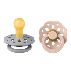 BIBS - Set 2 suzete Boheme Latex, tetina rotunda, 0 luni +-Cloud/Blush