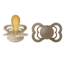 BIBS - Set 2 suzete Supreme Latex, tetina simetrica, 6 luni +-Vanilla/Dark Oak