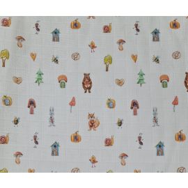 Scutec din muselina, 80x80cm, animale Kreis Design