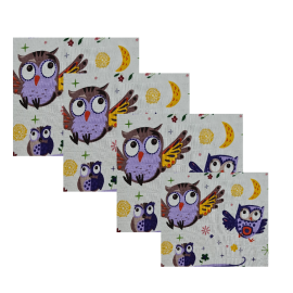 Lavete din muselina 4 buc,  40x40 cm, bufnite Kreis Design