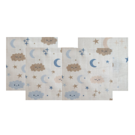Lavete din muselina 4 buc,  40x40 cm, norisori blue Kreis Design