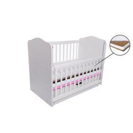 Patut Vessanti Como Balansoar Culisant - Alb Cu Roz + Saltea Cocos 7 Cm
