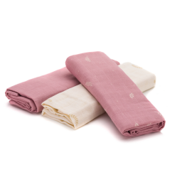 Scutece din muselina flowers, 50% bambus si 50% bumbac, 3/set 75x75 cm Fillikid