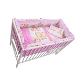 Lenjerie MyKids Teddy Friends Roz 4+1 Piese M2 140x70