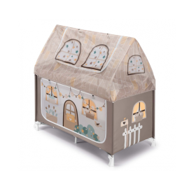 Patut pliant voiaj cu doua niveluri de inaltime, ultraportabil pentru copii "Daily Dolci Sogni", usor de transportat, ideal pentru calatorii, material rezistent cu protectii laterale si saltea inclusa