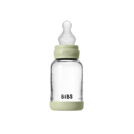 BIBS - Set complet biberon din sticla anticolici cu tetina din silicon flux lent, 120 ml, Sage