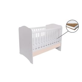 Patut Vessanti Como Fara Sertar - Alb Cu Bej + Saltea Cocos Confort 120 X 60 X 12 Cm