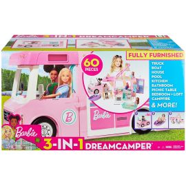 BARBIE 3IN1 RULOTA DE VIS SUPER ACCESORIZATA CU 60 DE PIESE