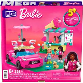 BARBIE MEGA BLOKS SET DE JOACA MASINA DECAPOTABILA SI STAND DE INGHETATA