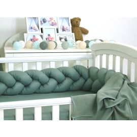 Jolie Protectie impletita pentru patut si Baby Nest Pure Salvia, 210*21 cm