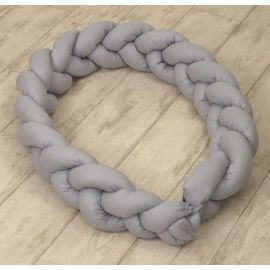 Jolie - Protectie impletita pentru patut si baby nest Pure Gray, 240*21CM