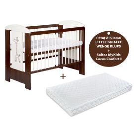 Patut KLUPS Little Giraffe Wenge + Saltea 12 Confort
