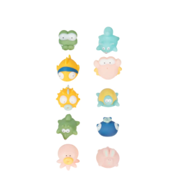 Badabulle - Jucarii de baie Rigolo Splash 10 bucati + saculet