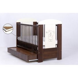 Patut Drewex Bear cu sertar - Wenge + Saltea Cocos 10 Cm