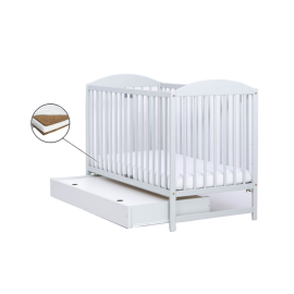 Patut Drewex Lulaya cu sertar - Alb + Saltea Cocos 10 Cm