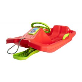 Sanie copii Marmat Niko cu manere, frana si volan - Rosu