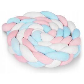 Protectie laterala pentru patut, impletita, 3 M, Ricokids 722105 - Albastru - Roz