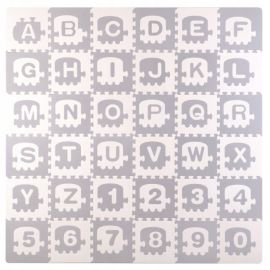 Salteluta de joaca 180 x 180 cm cu litere si cifre Ricokids 7488 - Trenulet Gri