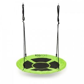 Leagan pentru copii rotund, tip cuib de barza, suspendat, 100 cm, Ecotoys MIR6001 - Verde
