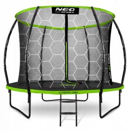 Trambulina de gradina cu plasa interioara, stalpi si scara 252 cm (8FT) Neo-Sport NS-08C221 - Verde