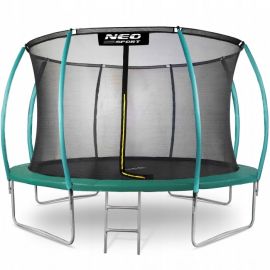 Trambulina de gradina cu plasa interioara, stalpi si scara 435 cm (14FT) Neo-Sport NS-14C181 - Verde