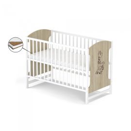 Patut fara sertar VESSANTI MILO GIRAFA - Stejar cu alb + Saltea Cocos 12 cm