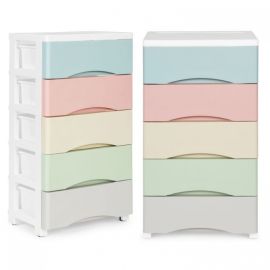 Raft pe roti cu 5 compartimente pentru depozitarea jucariilor ModernHome - Multicolor