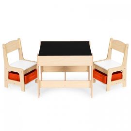 Set de masa cu doua scaune pentru copii Ecotoys ZKC-1C - Natur