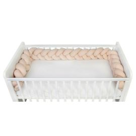 Aparatoare laterala pat Bumper impletit YappyGum, din tricot, YappyKids, 240 cm, Beige