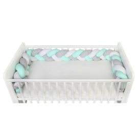 Aparatoare laterala pat Bumper impletit YappyGum, din tricot, YappyKids, 240 cm, Trend