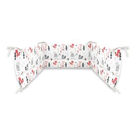 Aparatoare pentru patut, MimiNu, Din bumbac certificat Oeko Tex Standard 100, 180x30 cm, Cu panglici, Design, Fox