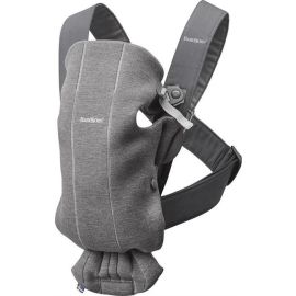 BabyBjorn - Marsupiu anatomic Mini, cu pozitii multiple de purtare Dark Grey, 3D Jersey