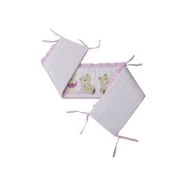 Babyneeds - Aparatoare laterala pentru patut 120x60 cm, Cu umplutura antialergica, Dimensiune 180 x 32 cm, Teddy Play Pink M1