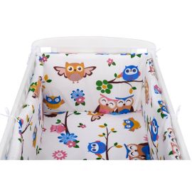 BabyNeeds - Lenjerie patut 3 piese 120x60 cm, Bufnitele vesele, Alb