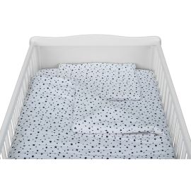 Babyneeds - Lenjerie patut 3 piese 140x70 cm, Alb cu stelute albastre